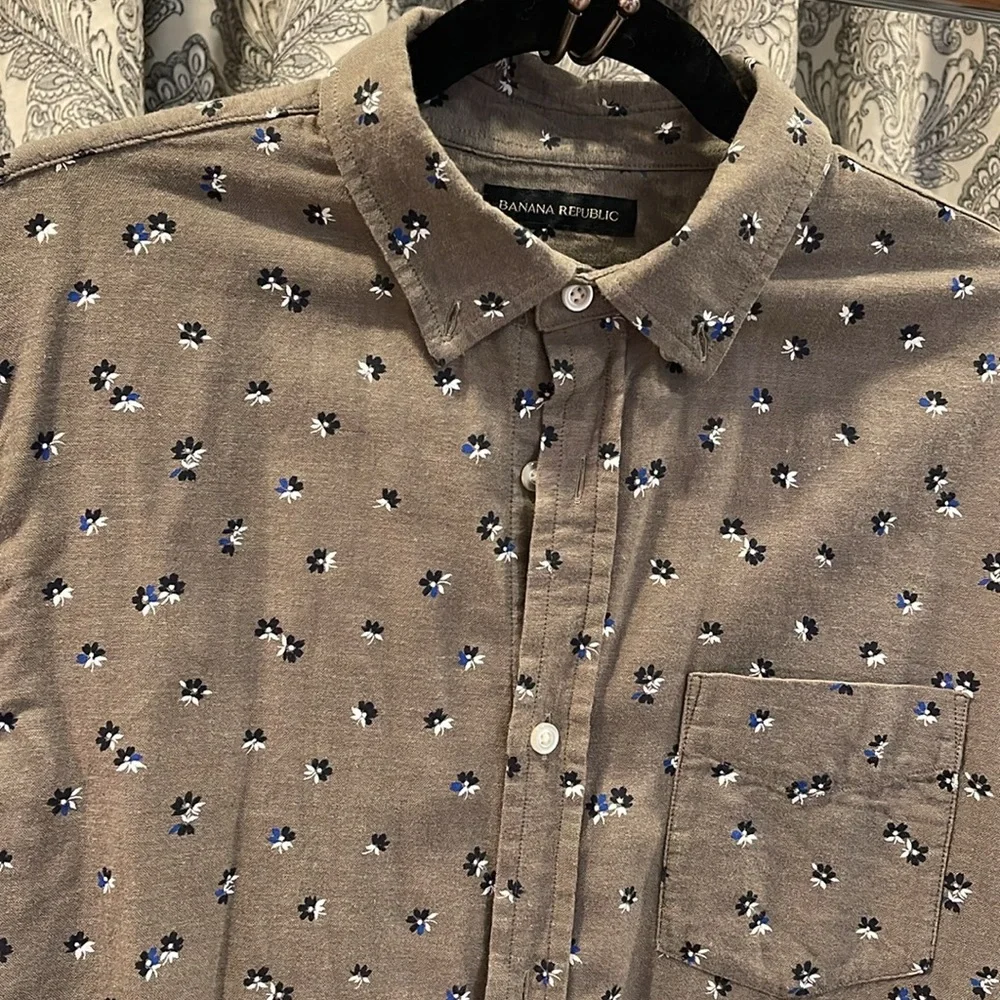 Banana Republic untucked, slim, fit, double gauze, button-down